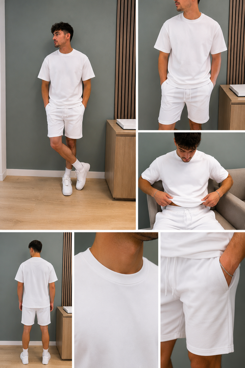 Ensemble Short Hawks Bay — Coupe Ample Drop Shoulder