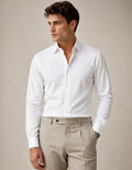 Hawks bay  Chemise unie à manches longues en coton extensible pour hommes