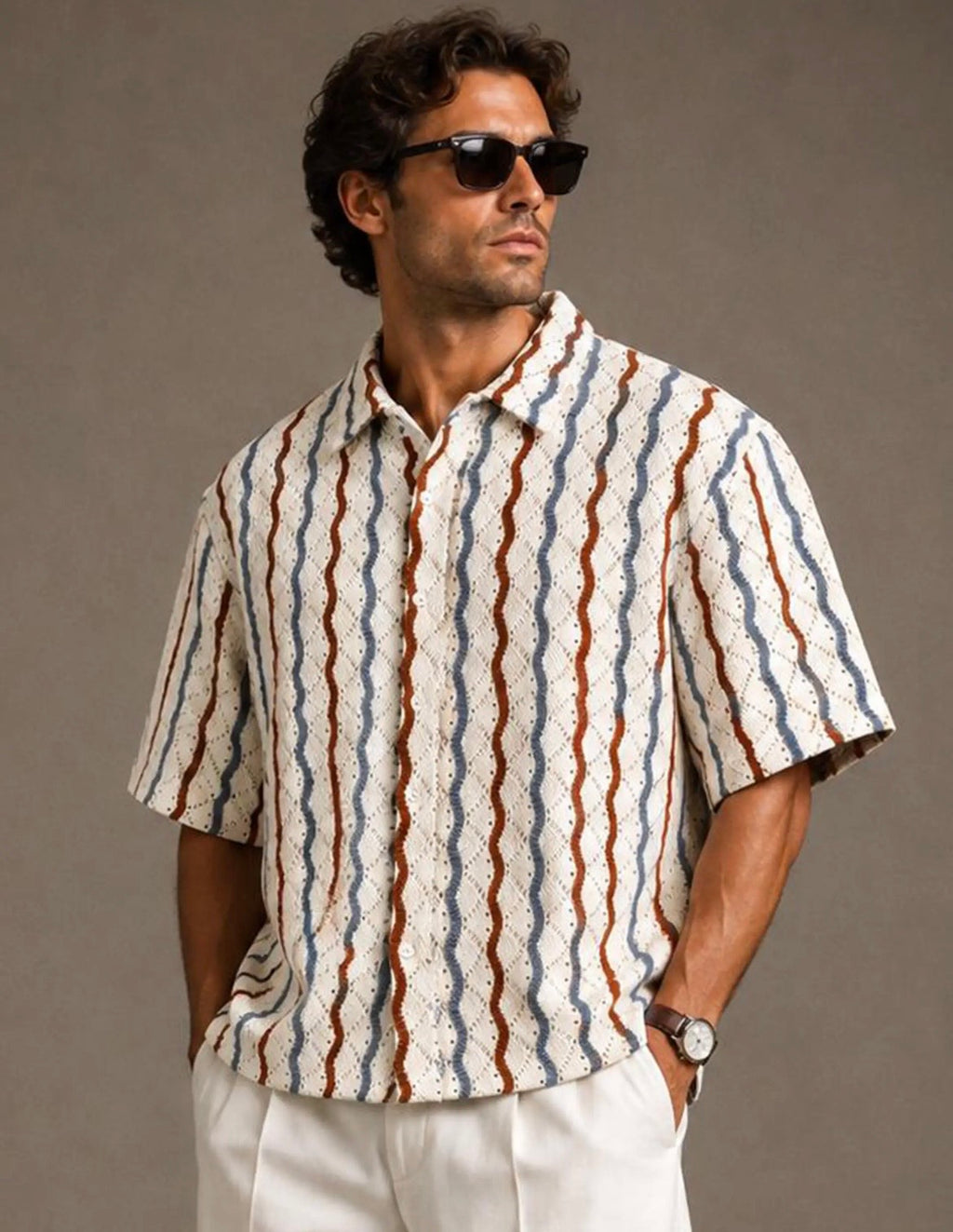 Hawks bay  Chemise à manches courtes texturée en crochet pour homme