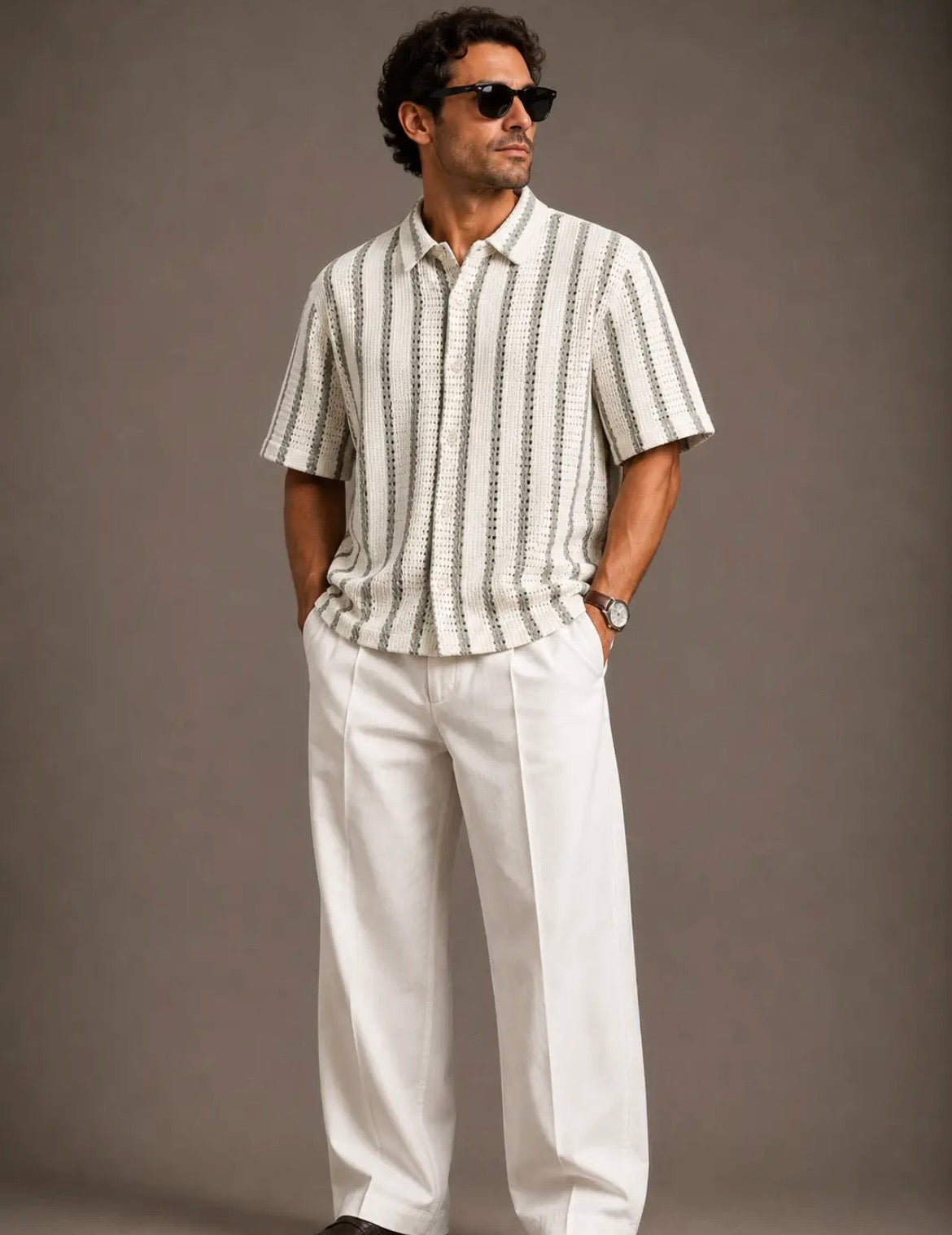 Chemise à manches courtes au crochet